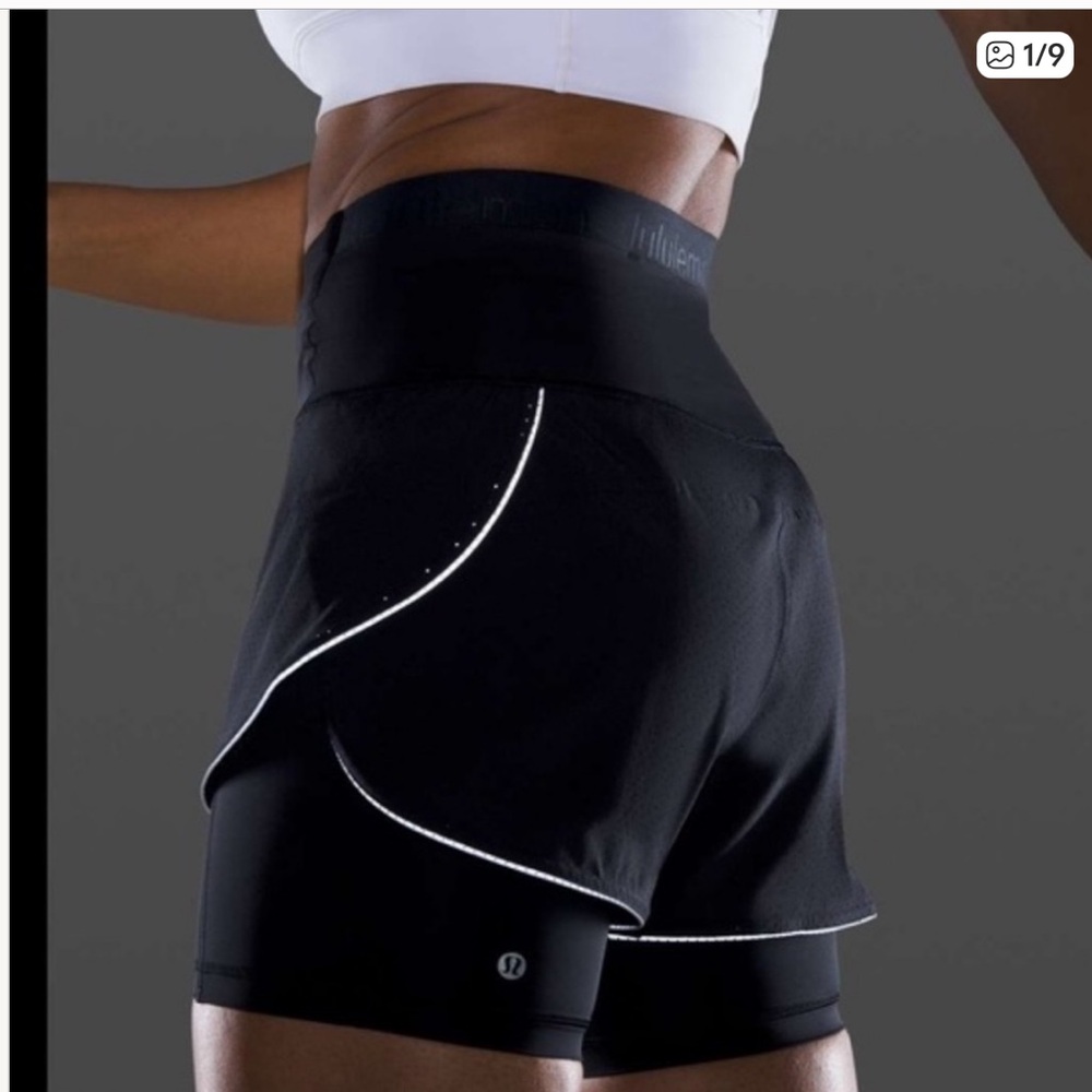 Lululemon Fast and Free 2 in 1 Shorts Elite Women's Size 4 in Black Biker Shorts